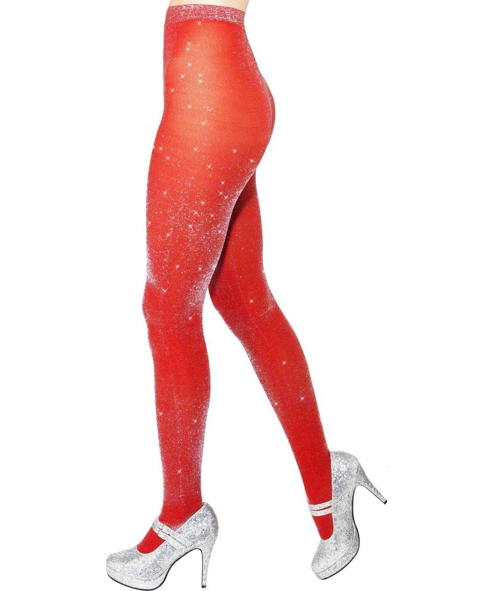 Opaque Tights Red Glitter Sparkle 