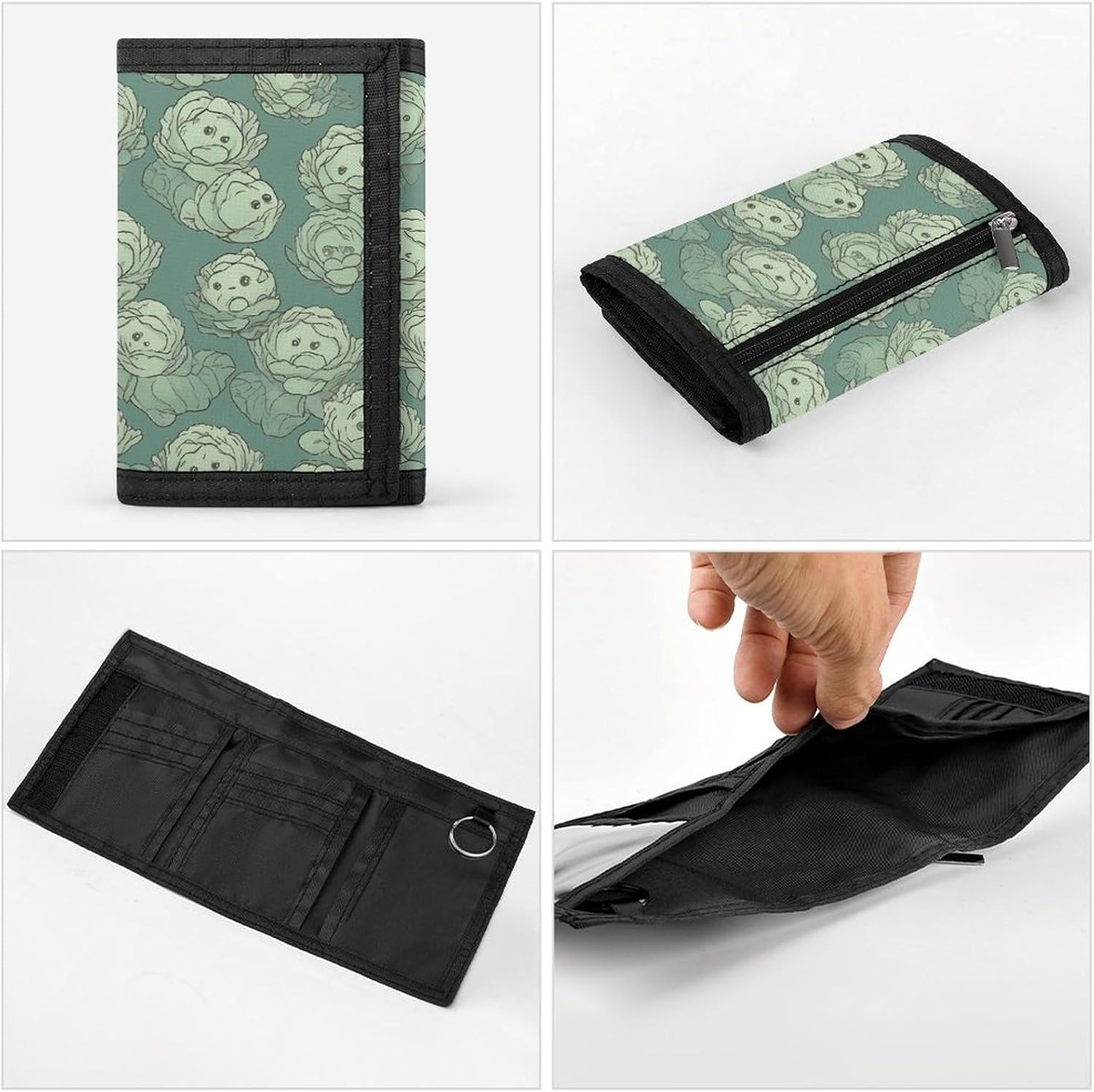 Cabbage Pattern Trifold Wallets Slim Wallet Novelty Pocket Purse Multiple Card Slots Outdoor Travel Wallet Stylish Durable Wallets For Men Women