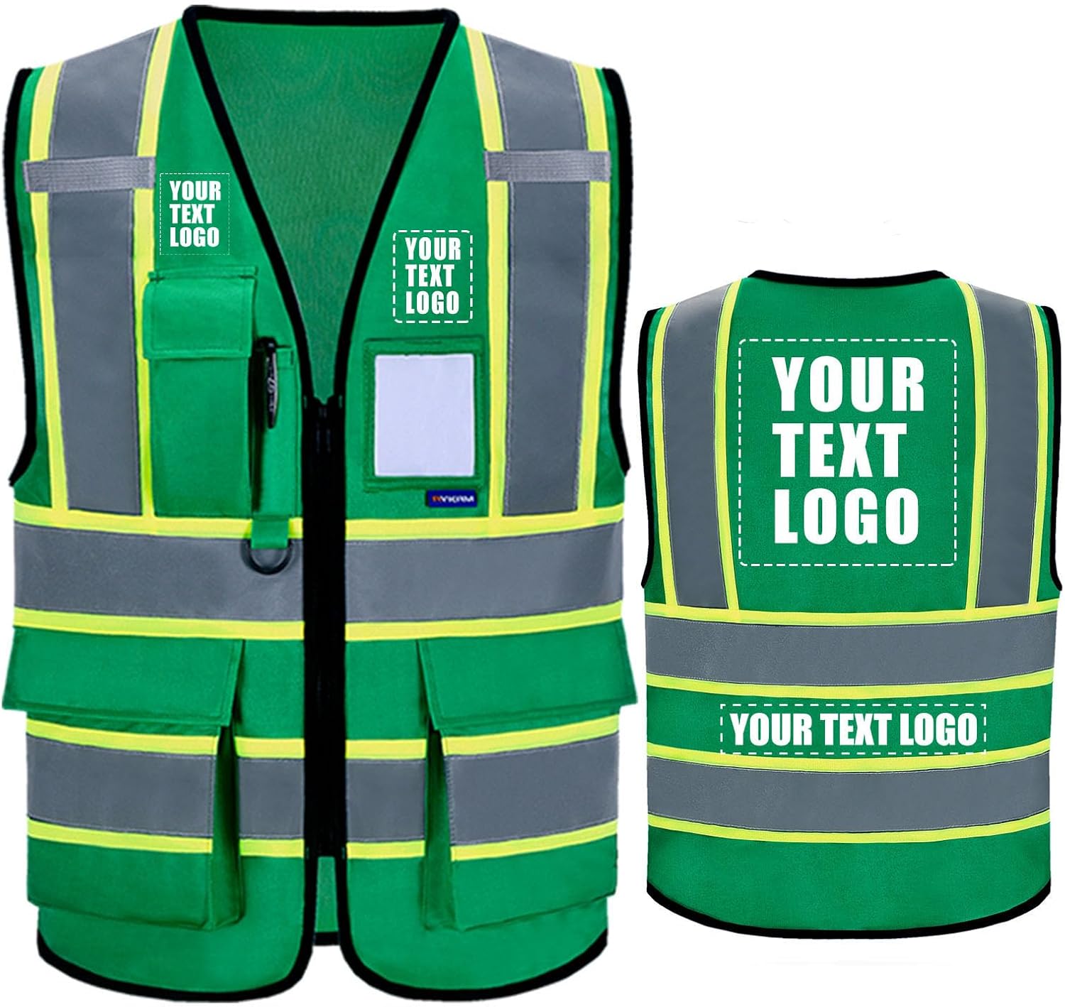 AYKRM Custom Logo Personalised Printed High Visibility Reflective 2 two tone work construction Safety Vest