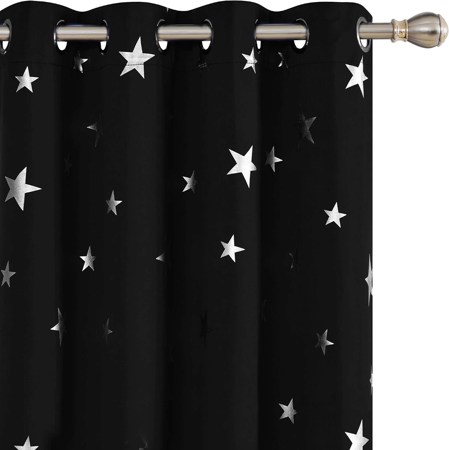 Deconovo Blackout Curtains 2 Panels, Thermal Insulated, Room Darkening, Sun Blocking, Grommet Window Curtains for Living Room, Study, Hotel, Black, 52W x 95L Inch
