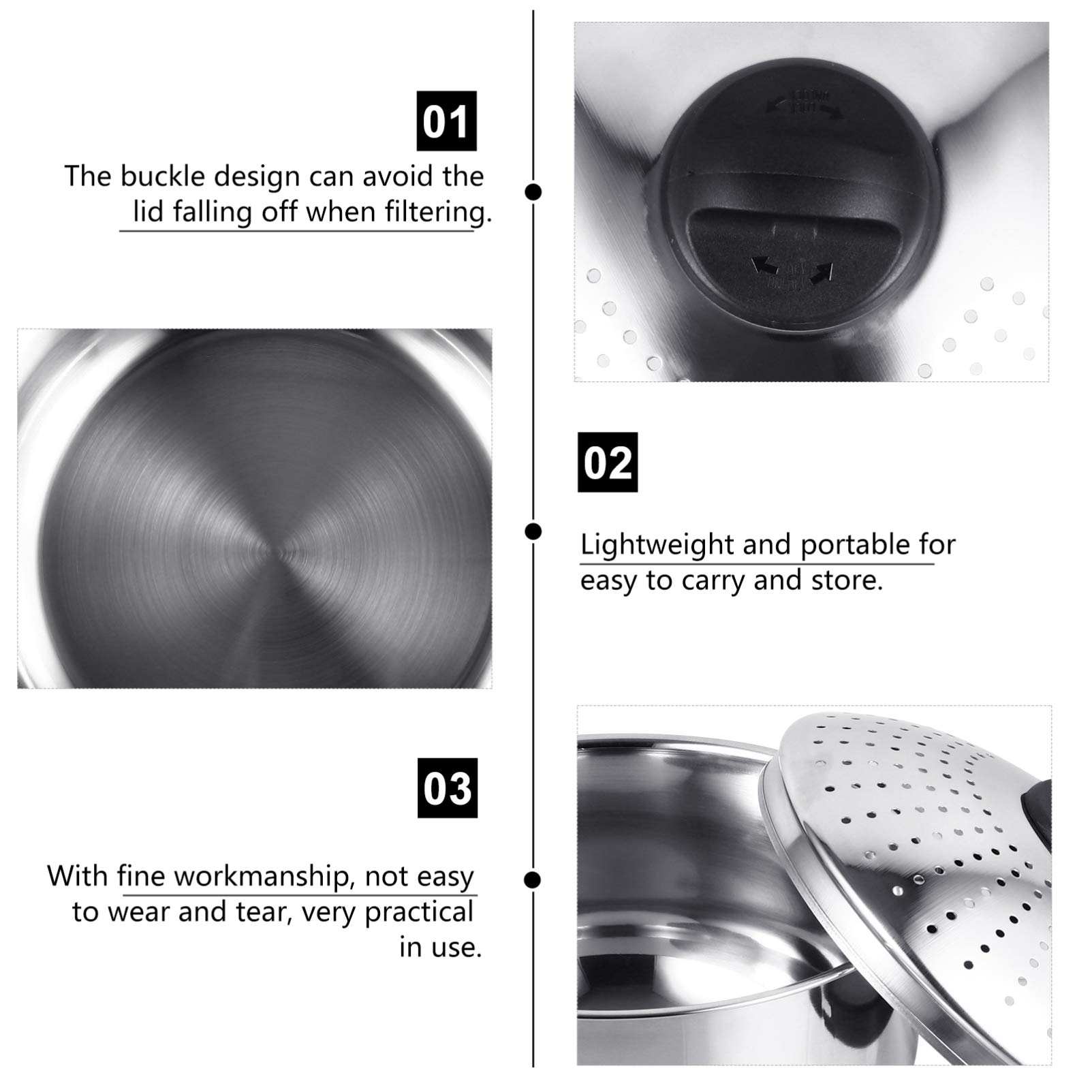 Pentola per Cuocere Pasta in Acciaio Inossidabile Coperchio Scolapasta, Resistente alla Ruggine e Facile da Lavare per Cucina Quotidiana