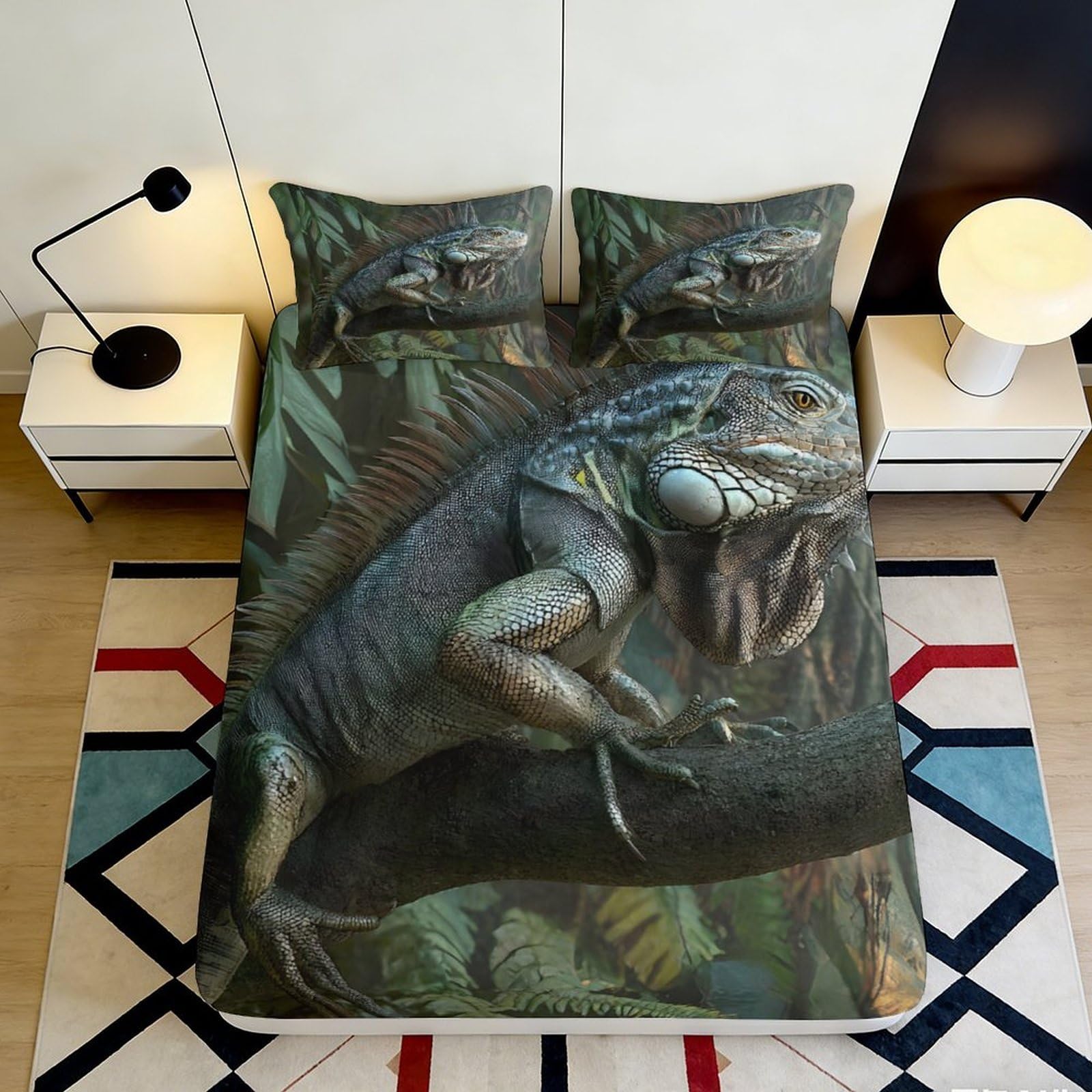 Zfldkwgb Style-8 3D Printed Dinosaur Jungle Fitted Sheet Microfiber Soft Breathable T-Rex Bed Cover For Bedroom Guest Room Dorm Mattress Protection Decor 90X200x25cm
