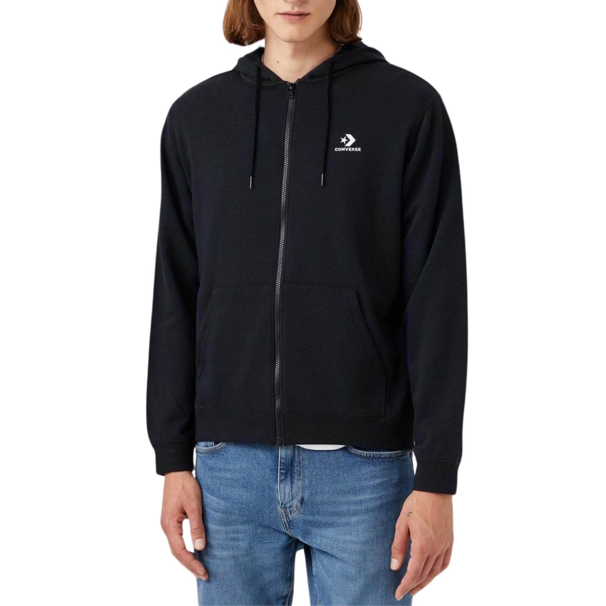 Converse Go-To Chuck Patch Full Zip Hoodie Black Code 10023871-A01, black / white, M