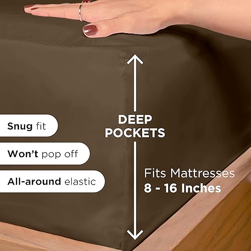 Miniatura 2 de Royale Linens - Sábana bajera tamaño King, calidad de hotel cepillada 1800, ultrasuave, resistente a arrugas y decoloración, bolsillo profundo de