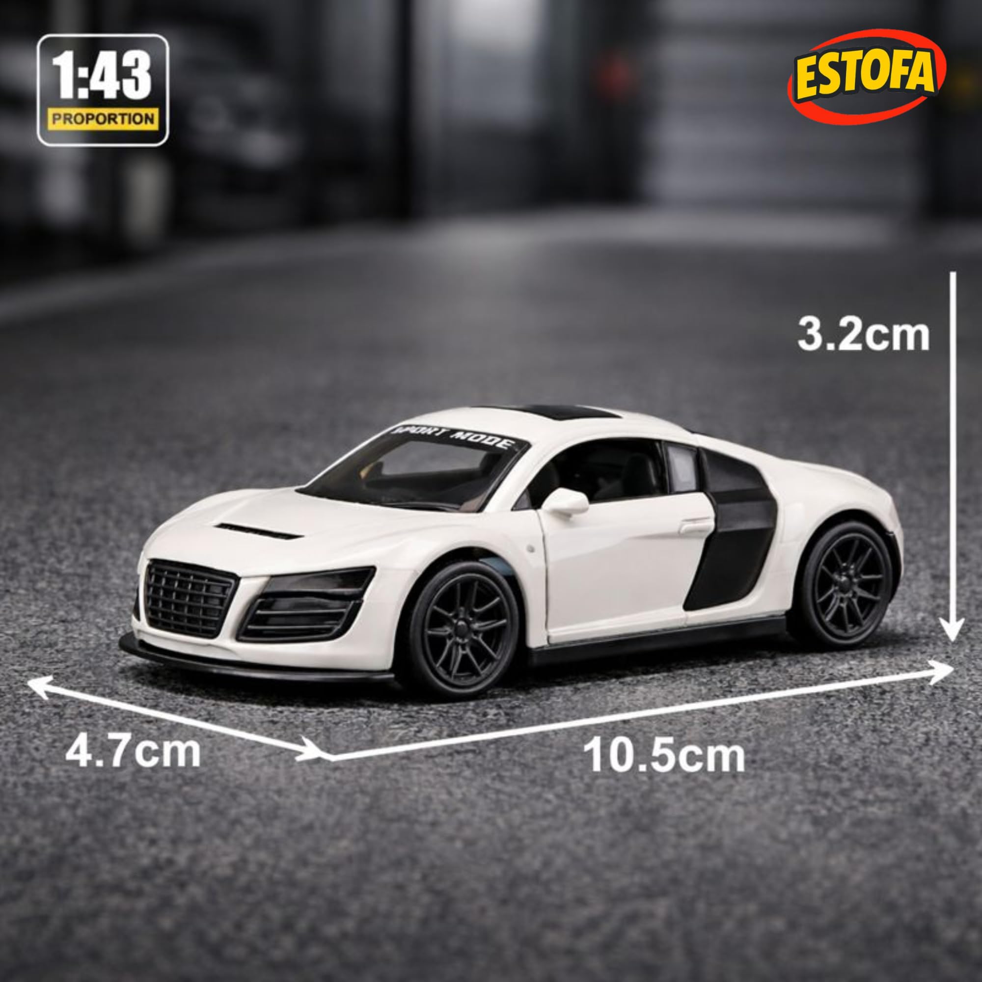 ESTOFA 1:43 Scale Audi R8 Diecast Toy Car – Pull Back Zinc Alloy