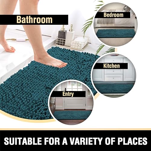 Miniatura 74 de Alfombras de baño Tapetes para baño antideslizante de chenilla de lujo alfombra de baño alfombra extra suave y absorbente Tapetes peludos lavables