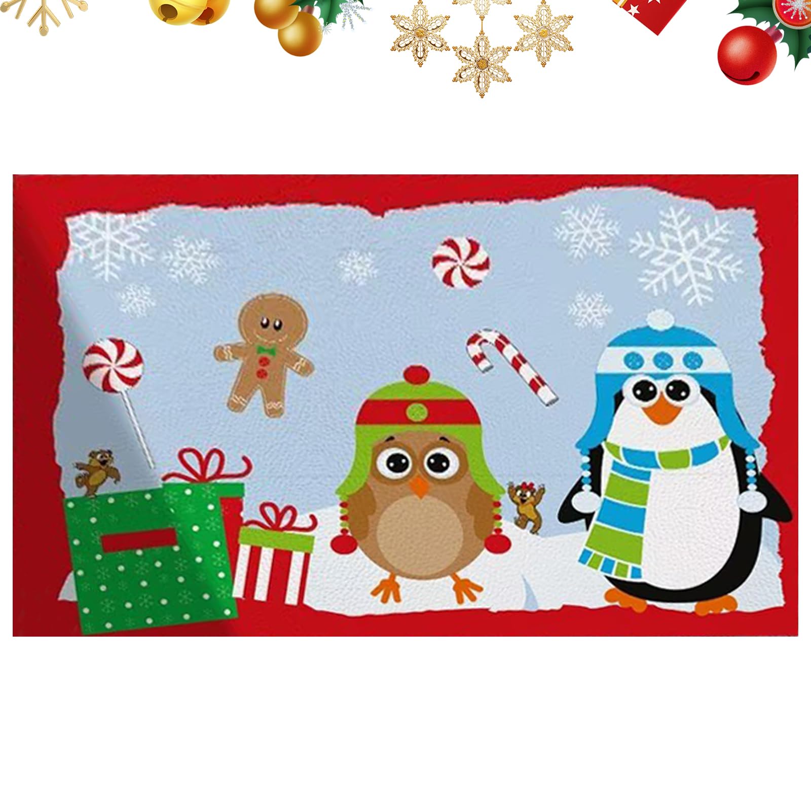 Felpudo navideño antipolvo Felpudo lavable Alfombra de Navidad Felpudo de Navidad Alfombras de entrada antideslizantes Felpudos Felpudos Puerta Trasera Alfombra de Árbol de Navidad Rojo Negro (D-2)