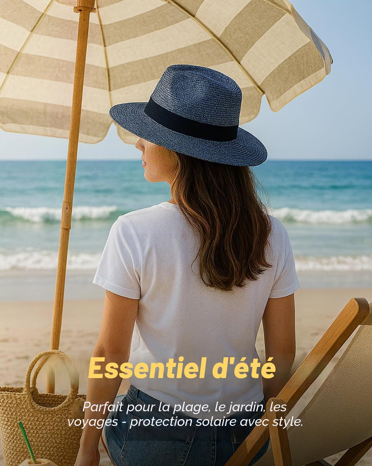 Zylioo S/M/L/XL/XXL Grand Chapeau Paille Panama Été Femme Homme Chapeau de Soleil Large Bord Beach Chapeaus