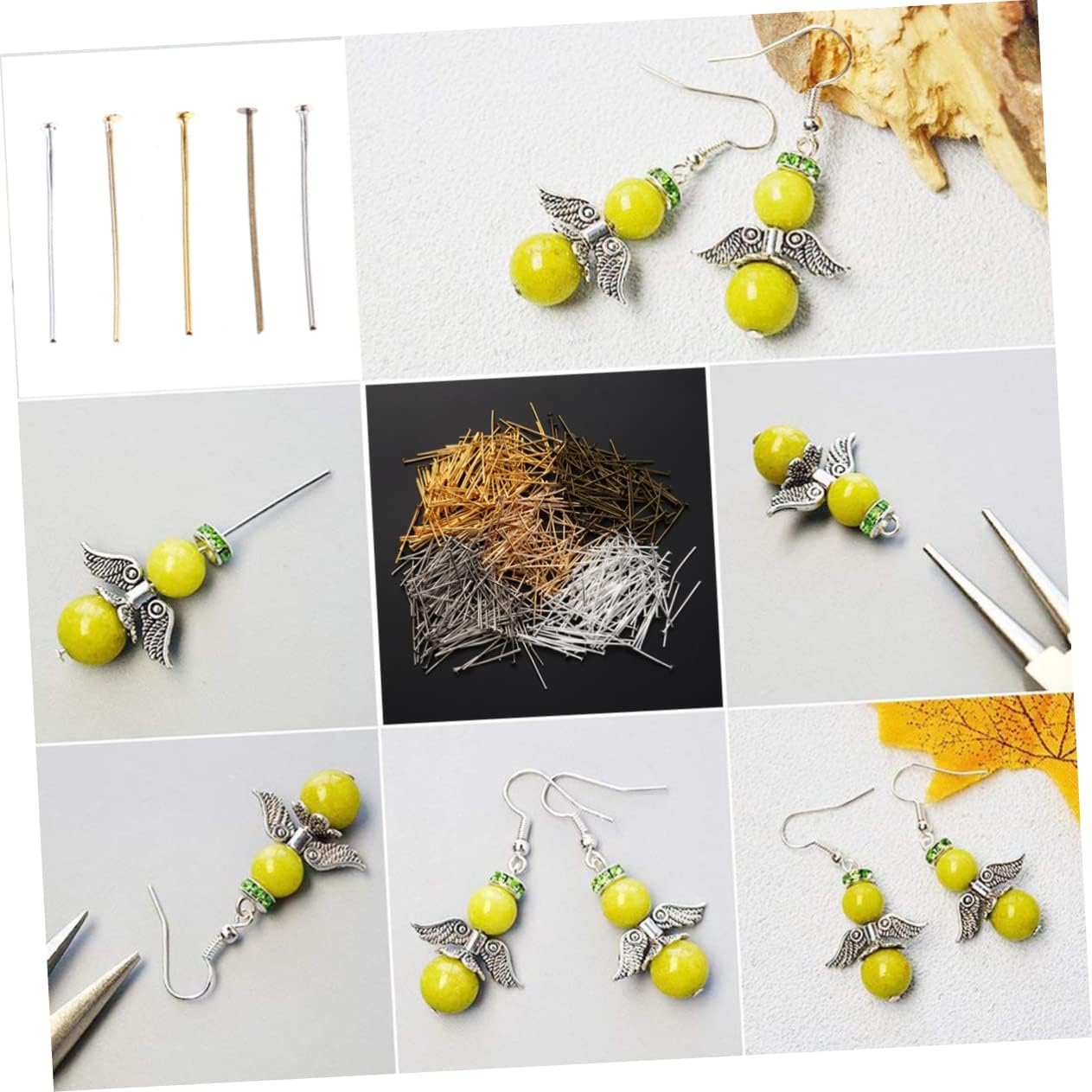 5packs Shape Needle Flat Head Pins for Jewelry Making Alloy DIY Accessories Space for Beads for Necklace
