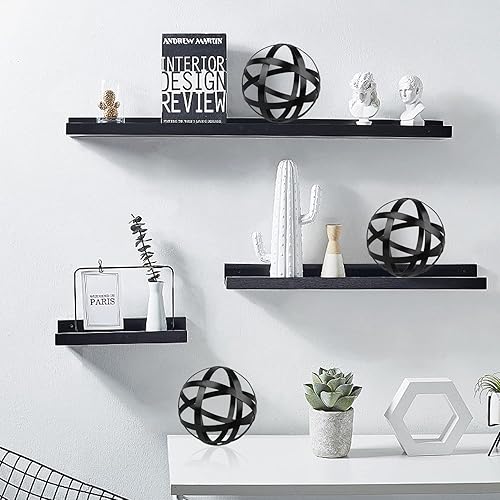 Miniatura 6 de YiYa Juego de 3 esferas decorativas negras, decoración de bola de metal para sala de estar, dormitorio, cocina, oficina, decoración de mesa