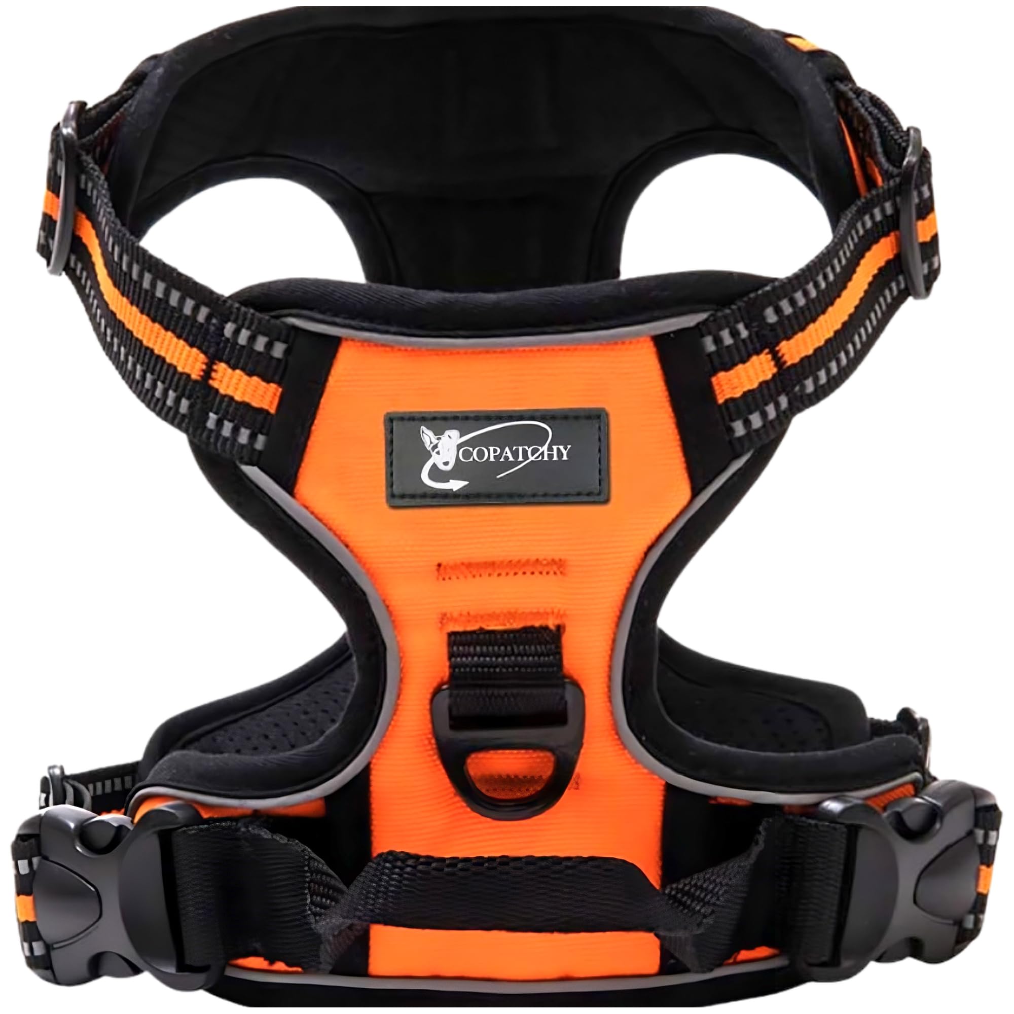 Copatchy Dog Harness No-Pull Pet Harness Adjustable Outdoor Vest 3M Reflective Oxford Material Easy Control for All Sized Dogs (Small, Orange)