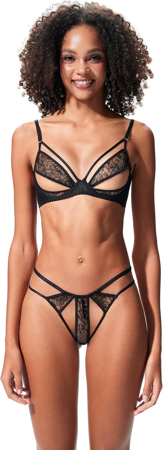 Faye Cheeky Panties Crotch Black Lace Designer Premium Lace Panties