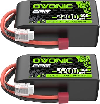 OVONIC 4S LiPo Battery 2200mAh 14.8V 130C Short RC Battery with Dean-Style T Connector