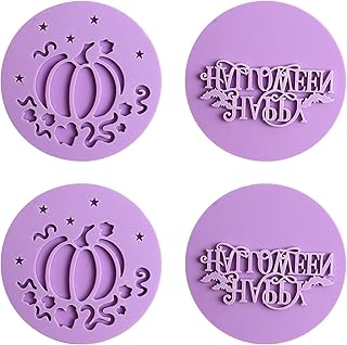 URROMA Happy Halloween Acrylic Mould Cookie Stamp, 4 Pcs 3D Design Fondant Embosser Cookie Molds Cookie Cutters for DIY Ba...