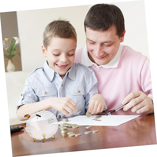 Miniatura 8 de STOBOK Banco de monedas de cerdo de vidrio lindo hucha de cristal claro banco de monedas de ahorro de niños caja de dinero juguete 7.1x4.7 in