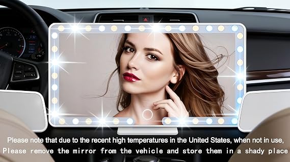 Car Sun Visor Vanity Mirror, 3 Light Modes & 60 LEDs, Rechargeable Dimmable Touch Screen Travel Makeup Mirror,Universal for Truck SUV-Car Accessories Essentials for Women(White)