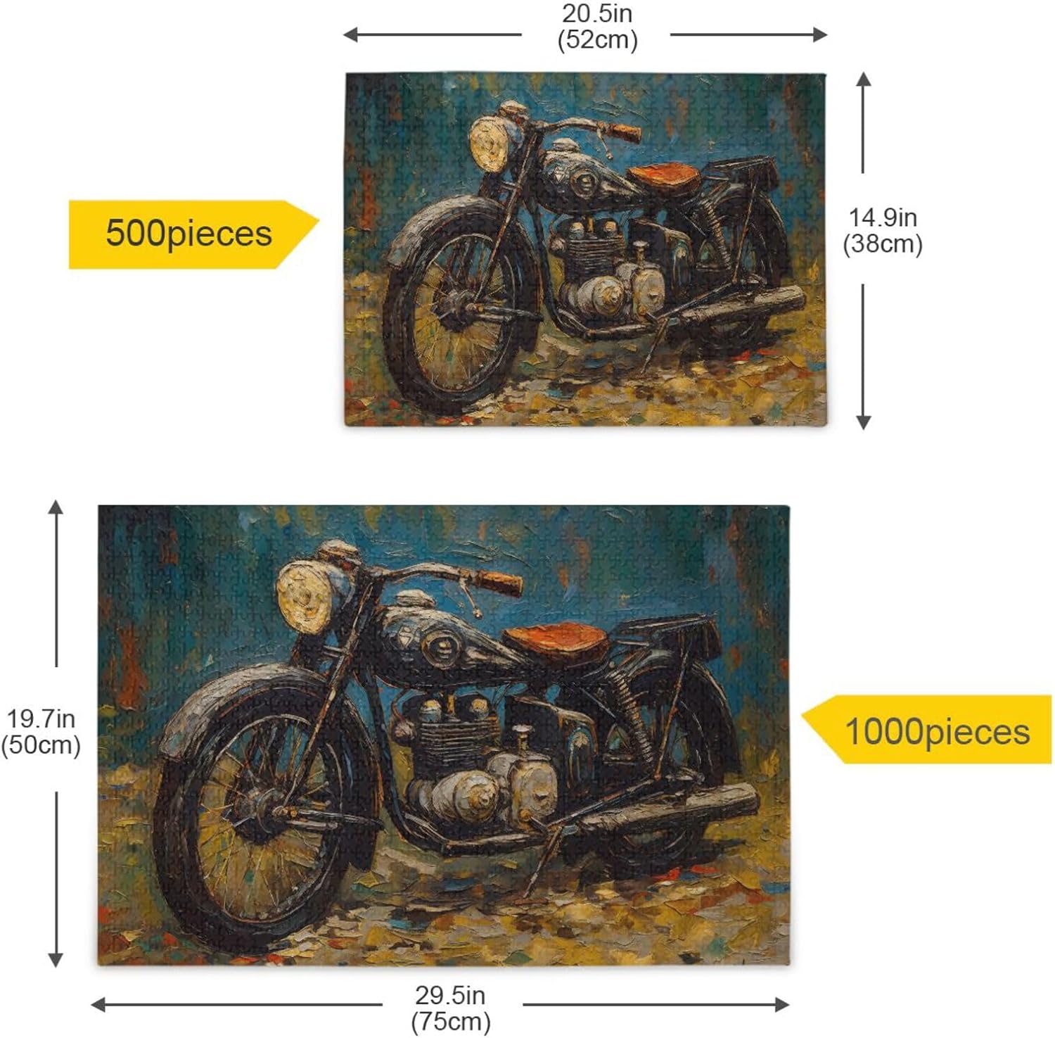 Painting Classic Motorcycle Jigsaw Puzzles 500 Pieces for Adults - Wooden & Paper Pressed with Alphabetic Sorting – Zigsaw Puzzle Ideal for Gifting and Leisure Time