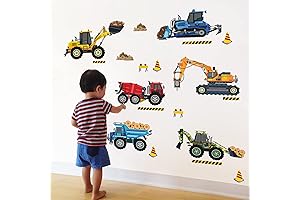 Decalmile Boy Wall Stickers - Vibrant Construction Vehicles