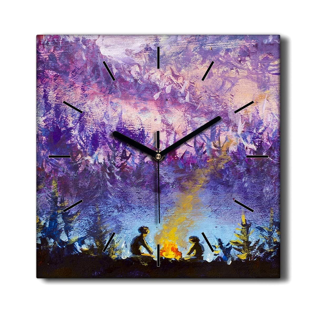 Horloge Murale sans tic-tac forêt cheminée pour la décoration du salon chaleureux