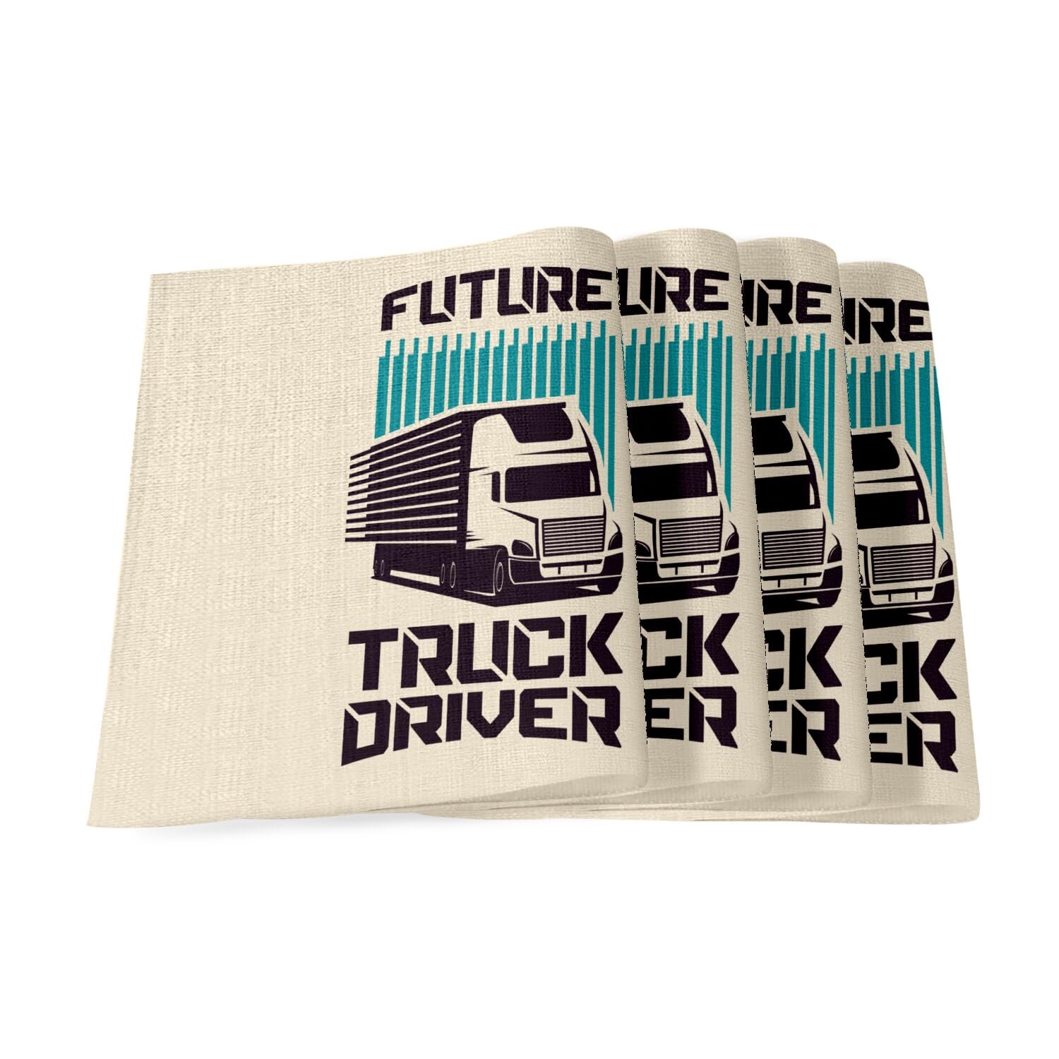 Sets de table en lin grand format 40x28,5cm motif camion de transport pour enfant