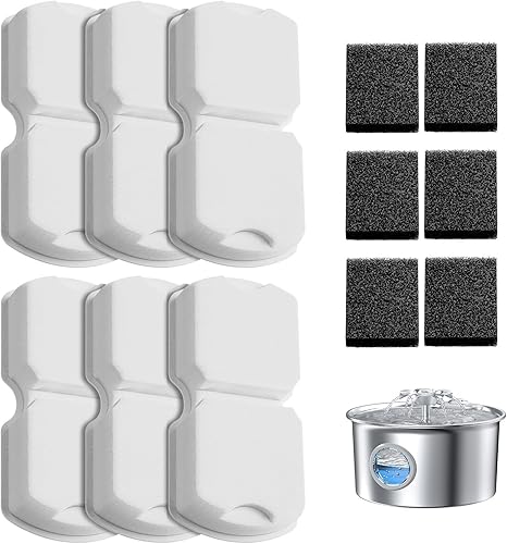 Miniatura 9 de Filtro de fuente de agua para gatos: reemplazo de 24 filtros de fuente para gatos, 12 filtros de carbono y 12 filtros de espuma, adecuado para