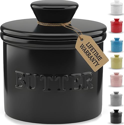 Vista 11 de Priority Chef - Vasija de mantequilla francesa con tapa, Mantequilla para untar y mantener fresca, Mantequillera para dejar en la encimera, Plato