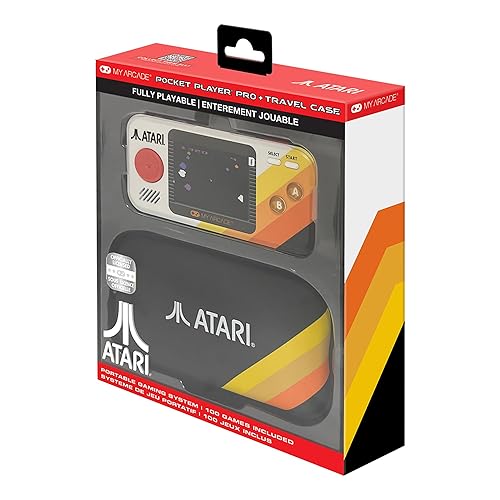 My Arcade Atari Pocket Player Bundle: Portable Video Game Console with 100 Games, Travel Case and Screen Protector Included