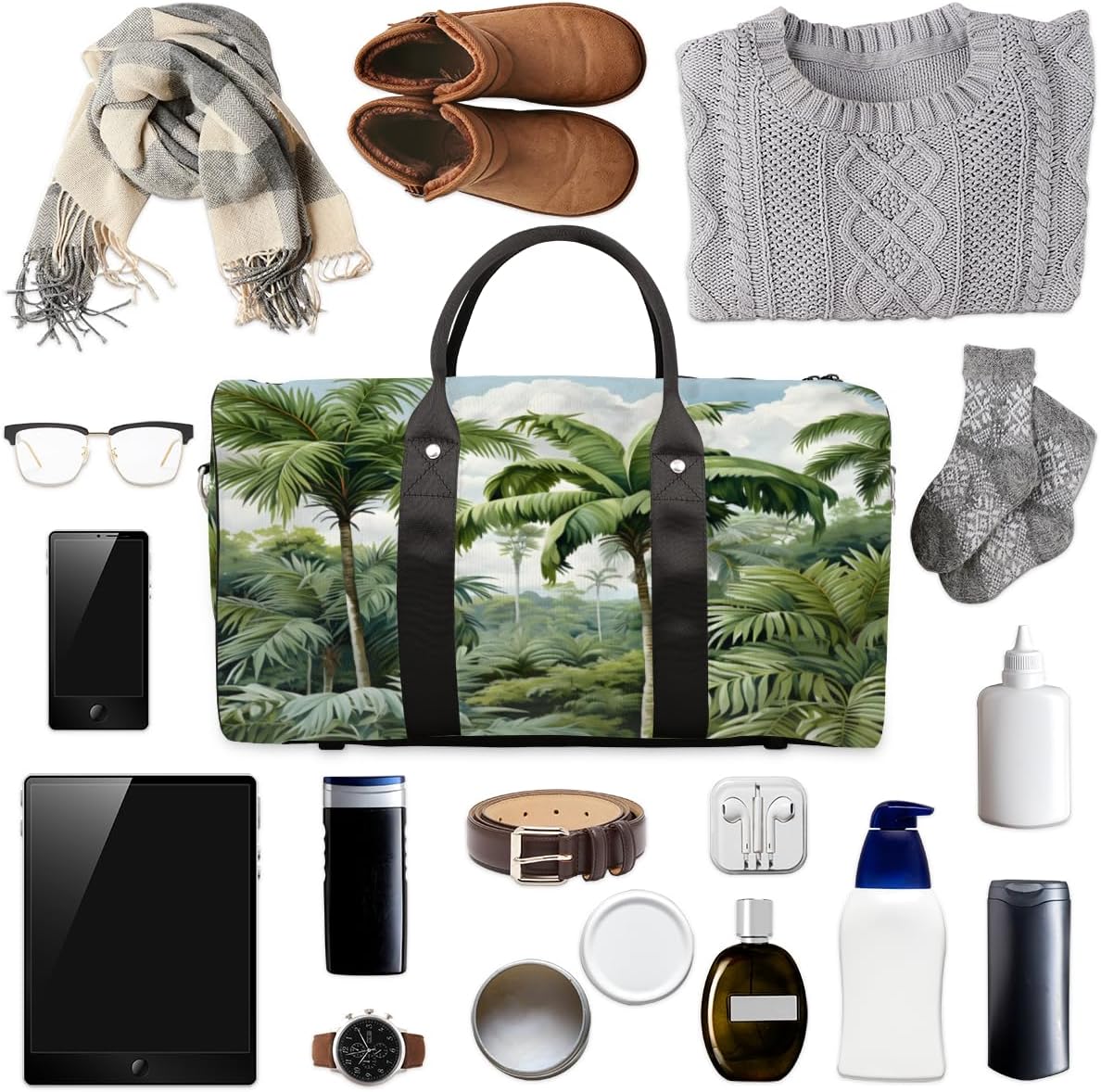 Beautiful Tropical Woods Travel Duffel Bag for Women Men Large Capacity Overnight Weekender Bags for Lightweight Waterproof Sport Gym Bag for Workout Yoga Swim