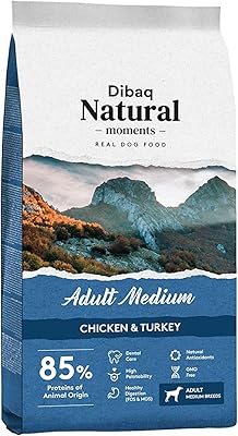 Comida para perros ✅ Alimentación natural y sin aditivos para perros DIBAQ NATURAL MOMENTS Adult Medium. Alimento Natural para Perros Adultos de Raza Mediana de Pollo y Pavo. 15 Kg.