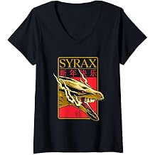 Womens House of the Dragon Iconic Syrax Kanji Big Chest Portrait V-Neck T-Shirt