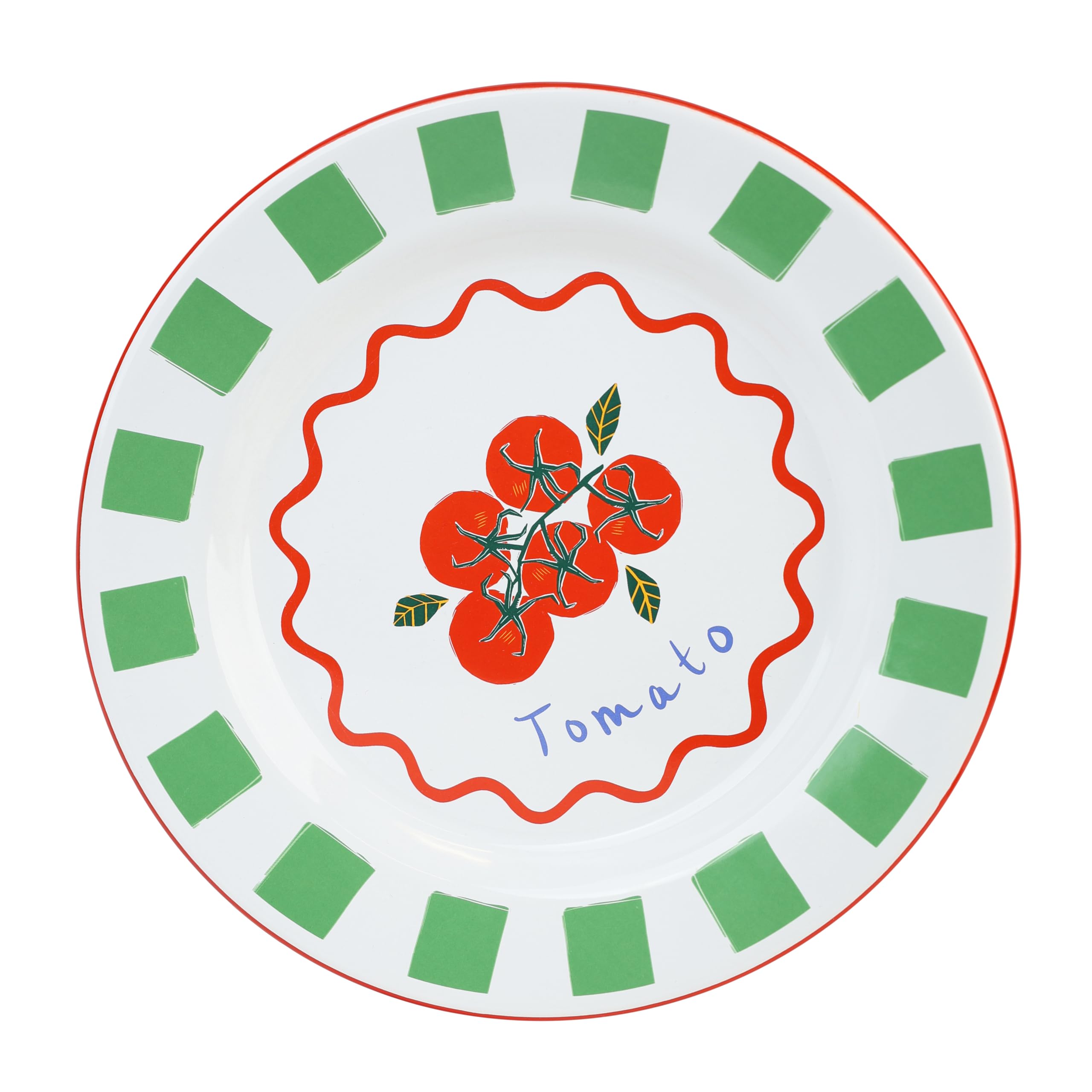 Talking Tables Handmade Enamel Dinner Plate 25cm with Tomato Design - Durable Household Plate, Lightweight for Outdoor Dining, Picnics, Camping, Beach -Summer Tableware Dishwasher Safe