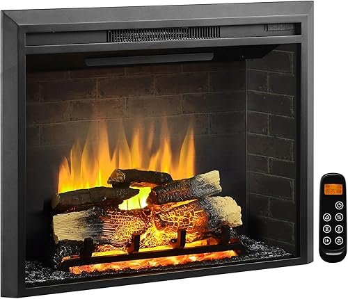 Miniatura 8 de LegendFlame Carl 30 pulgadas con kit de molduras, inserto de chimenea eléctrica, calentador de chimenea 7501500 W, sonido crepitante de fuego,