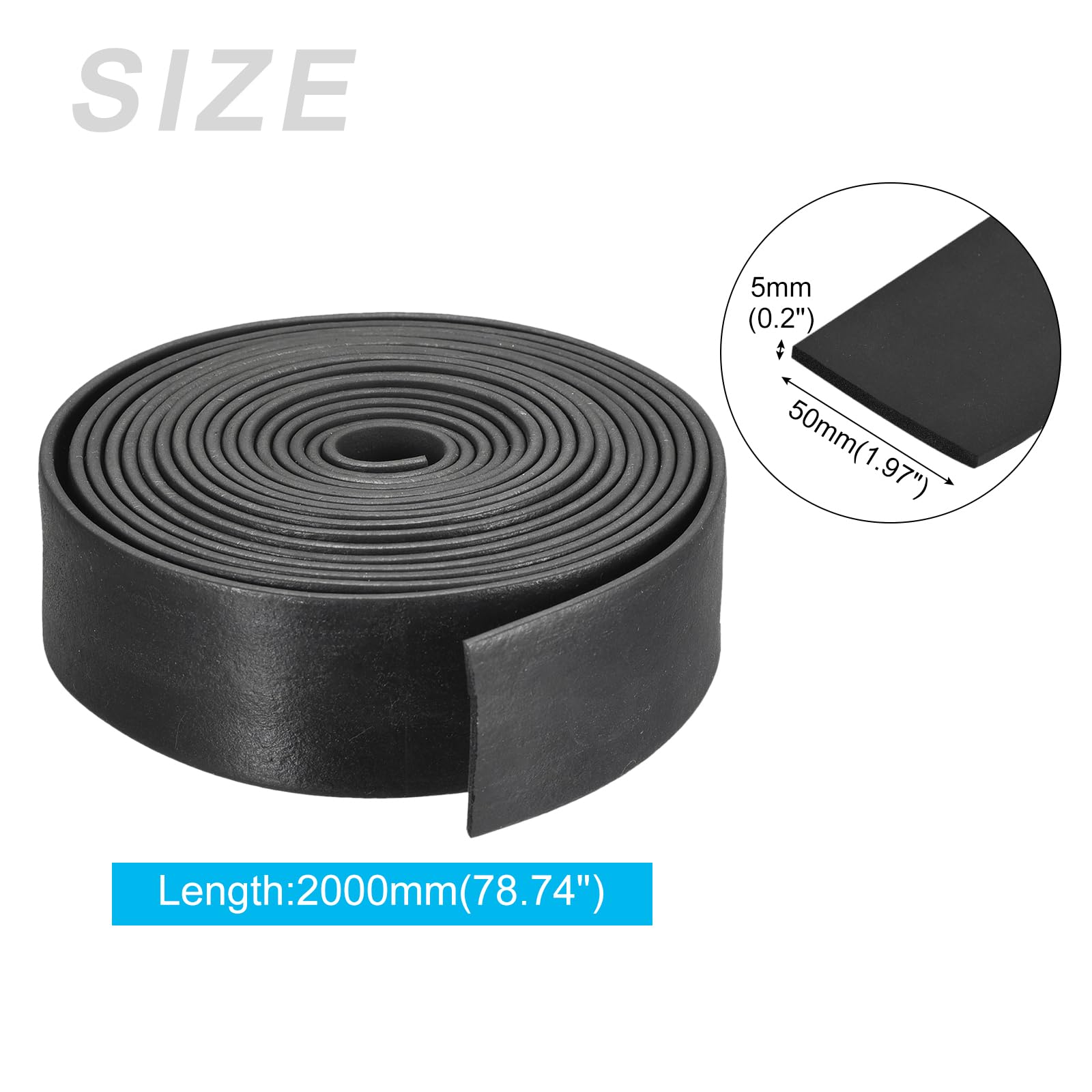 METALLIXITY EPDM Solid Rubber Strips (78.74" L x 1.97" W x 0.2" T) 1Pcs, Rubber Neoprene Seal Strips - Image 2