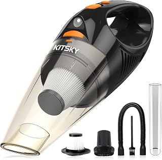 kitsky Handheld Vacuum, Car Vacuum Cleaner Cordless with Powerful Suction, Mini Portable Hand Held Vacuuming Cordless - for Sofas, Mattresses, and Windows, Black Gold, 9500PA