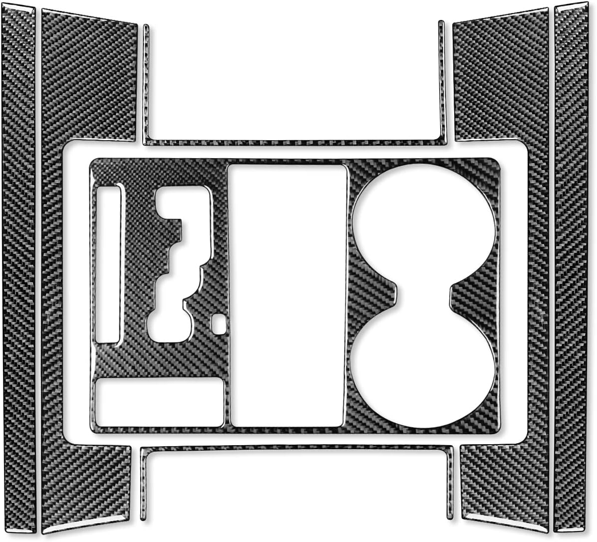 Real Carbon Fiber Center Console Gear Shift Panel Frame Trim Sticker Set Compatible with Ram 1500 2500 3500 2013 2014 2015 Auto Interior Accessories Black 7pcs(Type B)