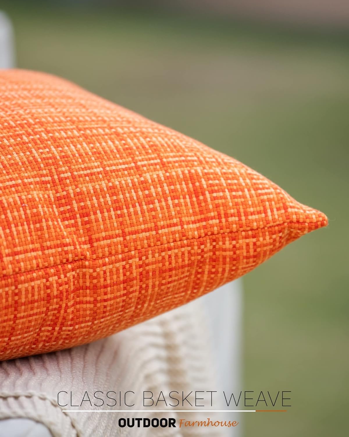 HPUK Fall Outdoor Throw Pillow Covers Pack of 2, 12x20 Inch Decorative Garden Cushion Covers for Patio Tent Balcony Bench Tent Couch Sofa, Solid Accent Pillow Covers, Orange - Image 4