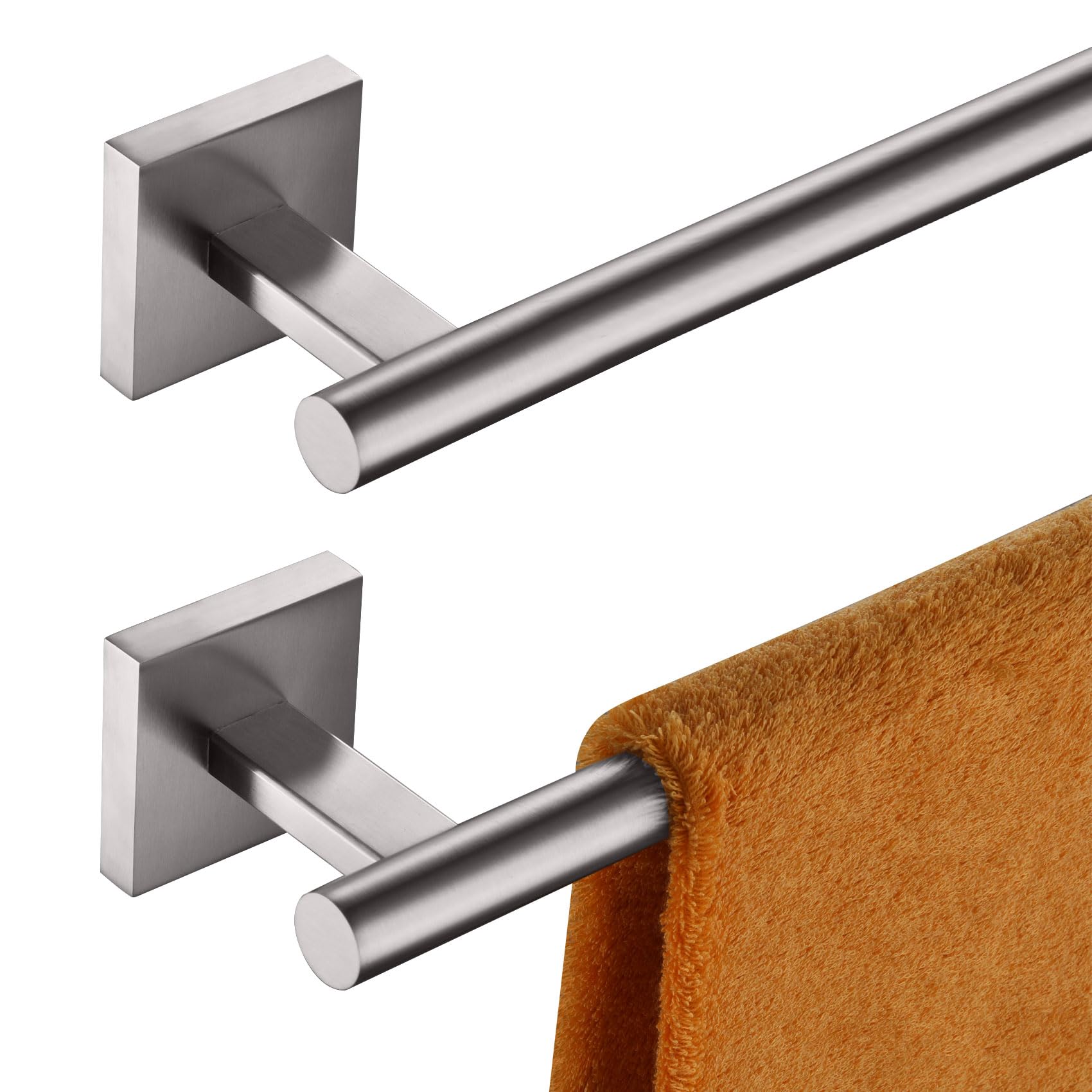 KOKOSIRI Bath Towel Holder Bathroom Accessories Towel Bar for Toilet Kitchen Necklace Holder 20 Inch, 2 Pack Brushed Nickel Stainless Steel B4005BR-L20-P2