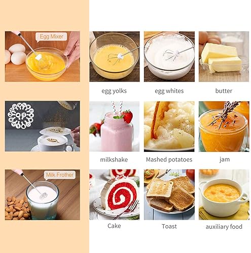 Miniatura 6 de Gbivbe - Espumador de leche de mano, batidor recargable para café con plantillas de arte, mini espumador para capuchino, chocolate caliente, frappe,