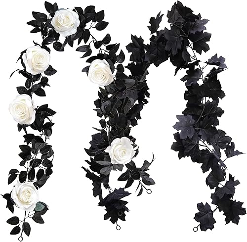 Miniatura 11 de Guirnalda de rosas de 5.74 pies con vides de rosas de 5.74 pies con vides de hojas de eucalipto para mesa, habitación, fiesta, oficina, decoración