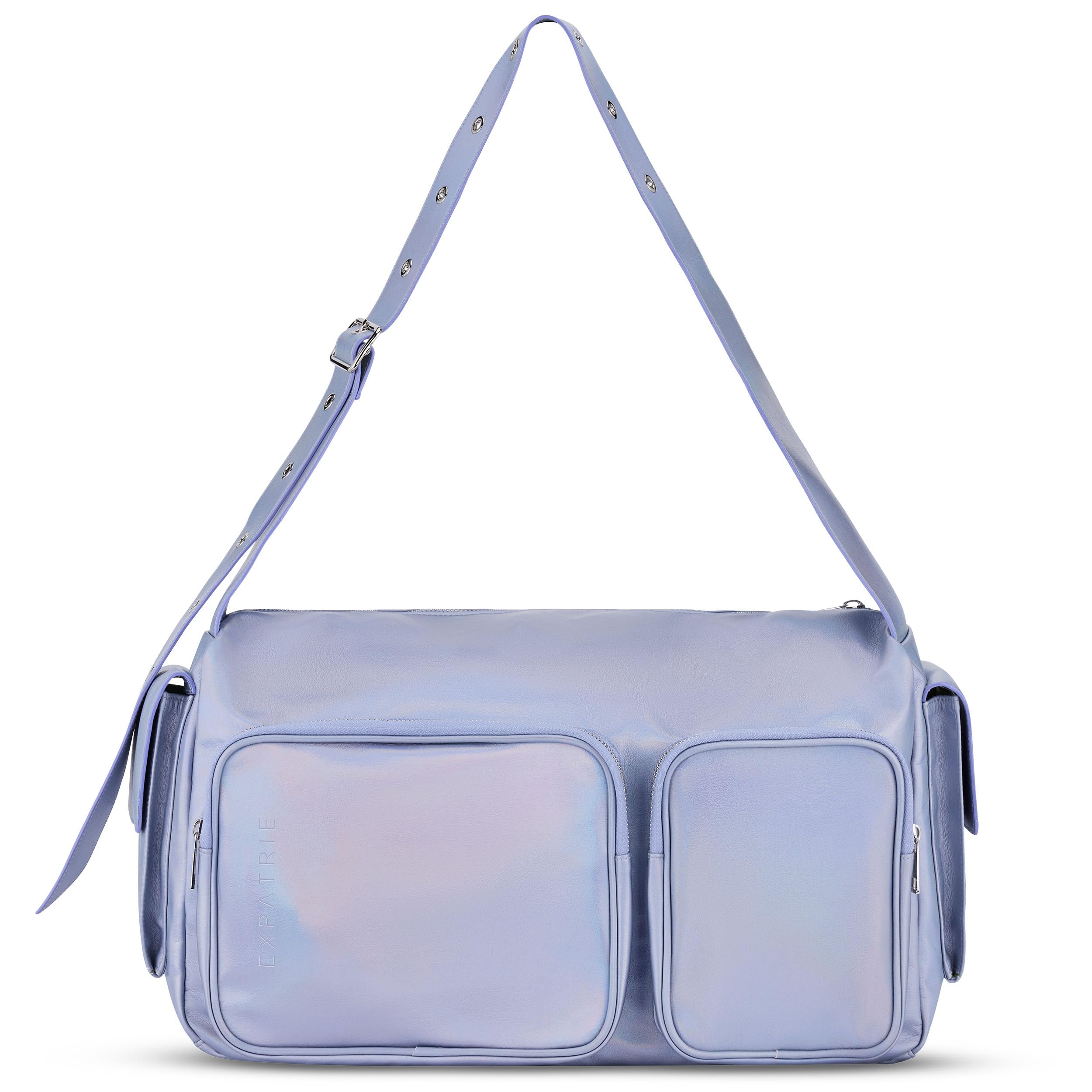 Expatrié Bolsa de Viaje Mujer Púrpura Arco Iris - Nova - Bolso de Deporte con Muchos Compartimentos - Weekender Equipaje de Mano - Bandolera Grande para Bebé, Gym, Avión y Hospital