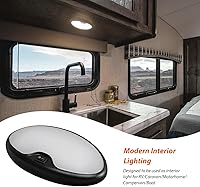 Vista 2 de Dream Lighting luz LED para interior de RV de 12 V con interruptor, luz de techo de 15,2 cm ovalada, 4,5 W, 3500 K, iluminación blanca suave