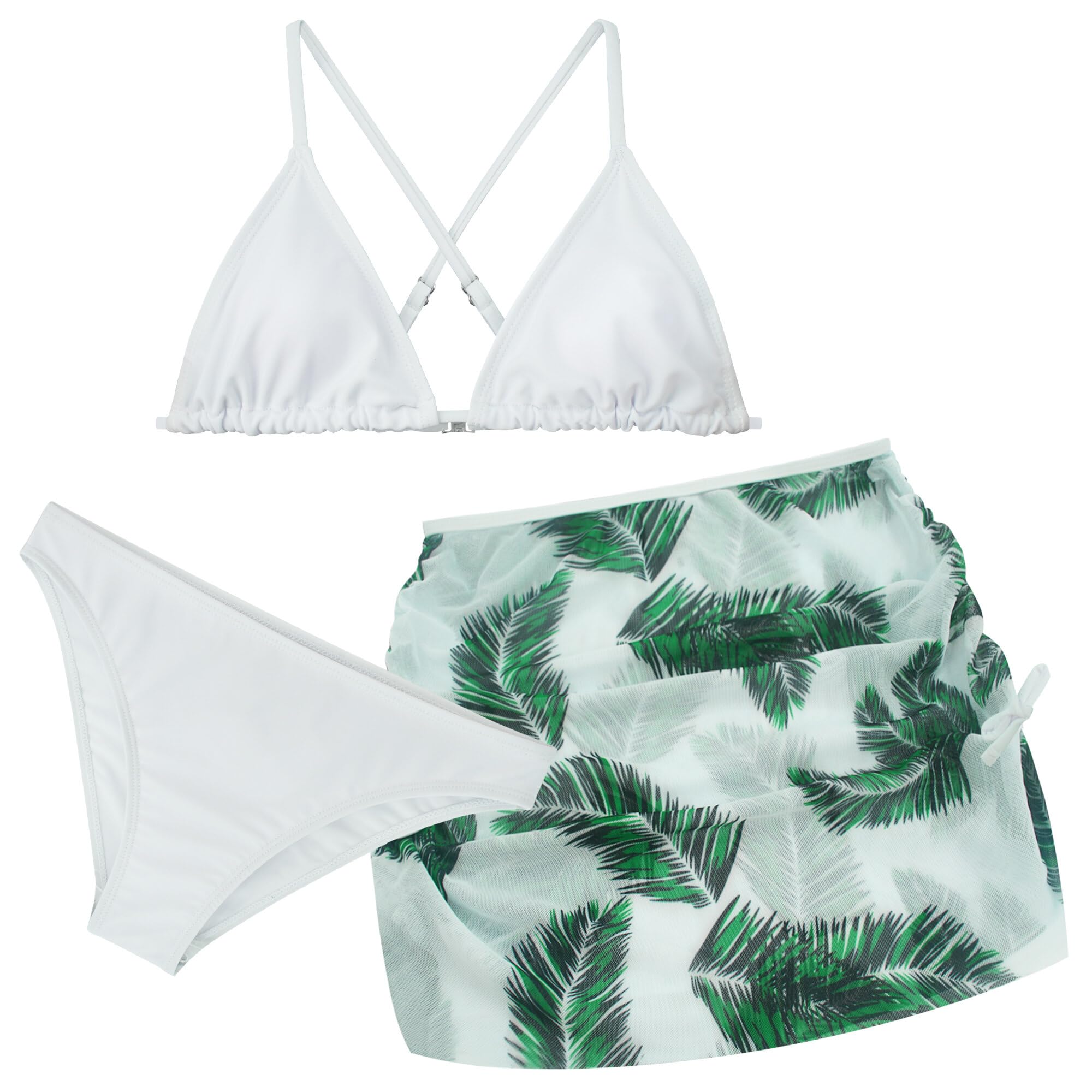 SEAUR Bikini para niña, tankini con espalda descubierta, parte superior triangular, pantalones cortos de baño ligeros para natación