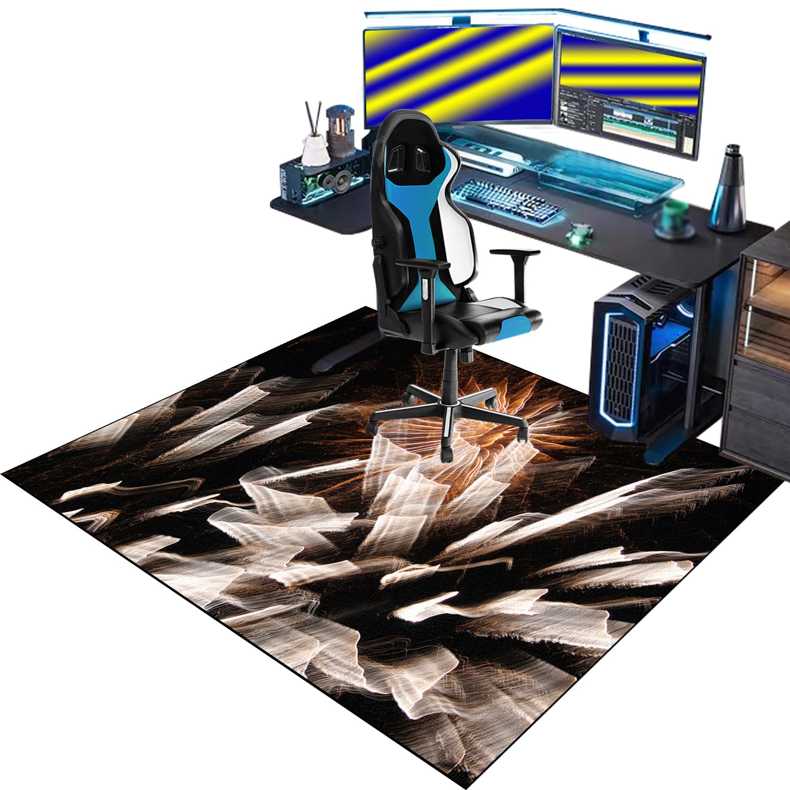 Gaming Chair Mat for Carpet, Rolling Chair Mat, Heavy Duty Office Chair Mats for Carpeted and Hardwood Floor Carpet Protector Chair Mat for Home and Office 130 x 160 cm Floor Mat for Office Chair
