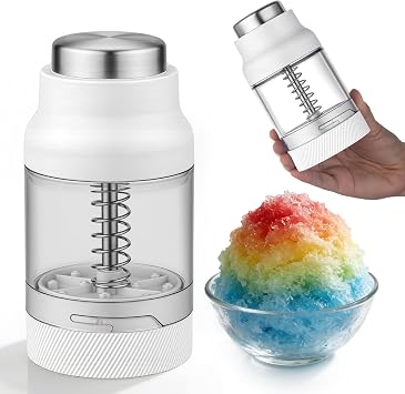 Mini Shaved Ice Machine Snow Cone Machine - Portable Handheld Small Crusher with Free Cube Trays