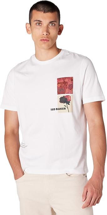 Ted Baker Mens Novelty Short Sleeve Crew Neck T-Shirt - Classic Fit Graphic & Textured Tees