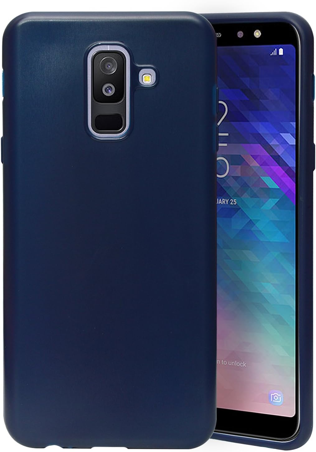 ECellStreet® Case [Ultra-Thin] [Anti-Drop] Rubberized Slim Protective Case Back Cover for Samsung Galaxy A6 Plus (6.0 inch 2018) - Blue