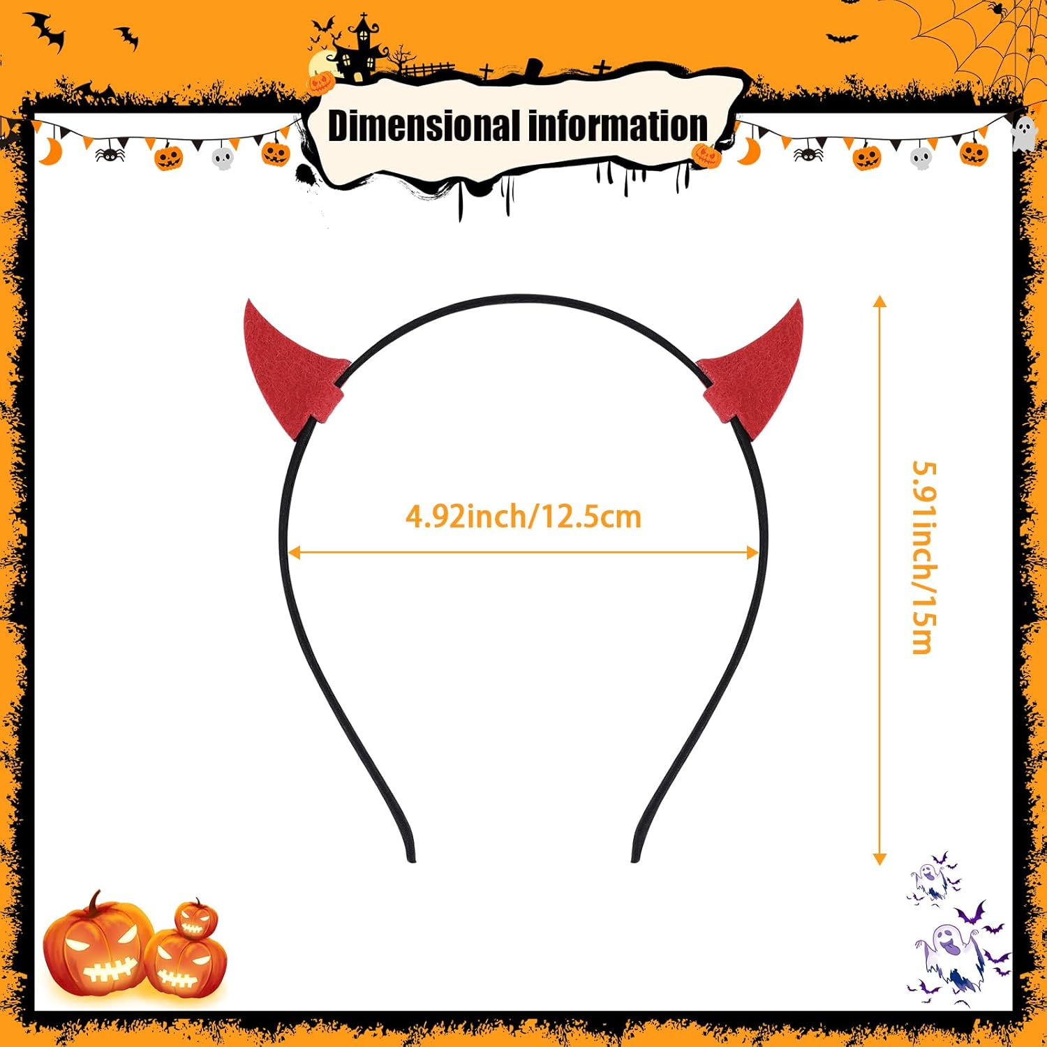 Devil Horns Headband,Little Bull Horn Devil Headband Halloween Adult Dress up Surprise Theme Party - Image 2