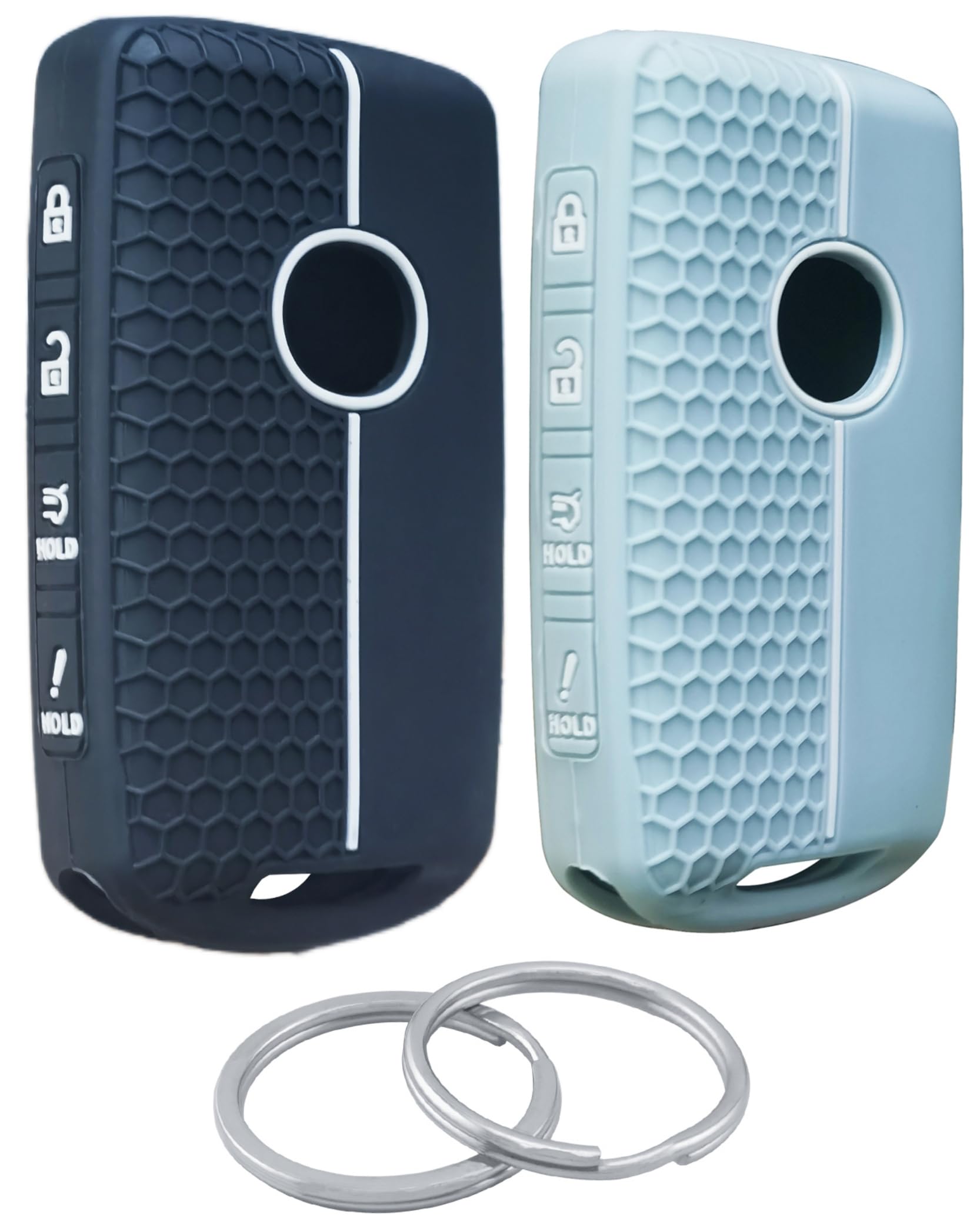 RUNZUIE 2Pcs 4 Buttons Silicone Smart Remote Key Fob for 2024 2023 2022 2021-2019 Mazda 3 6 CX-30 CX-5 CX-9 CX-50 C-90 Key Fob Cover (Black/Mint Green)