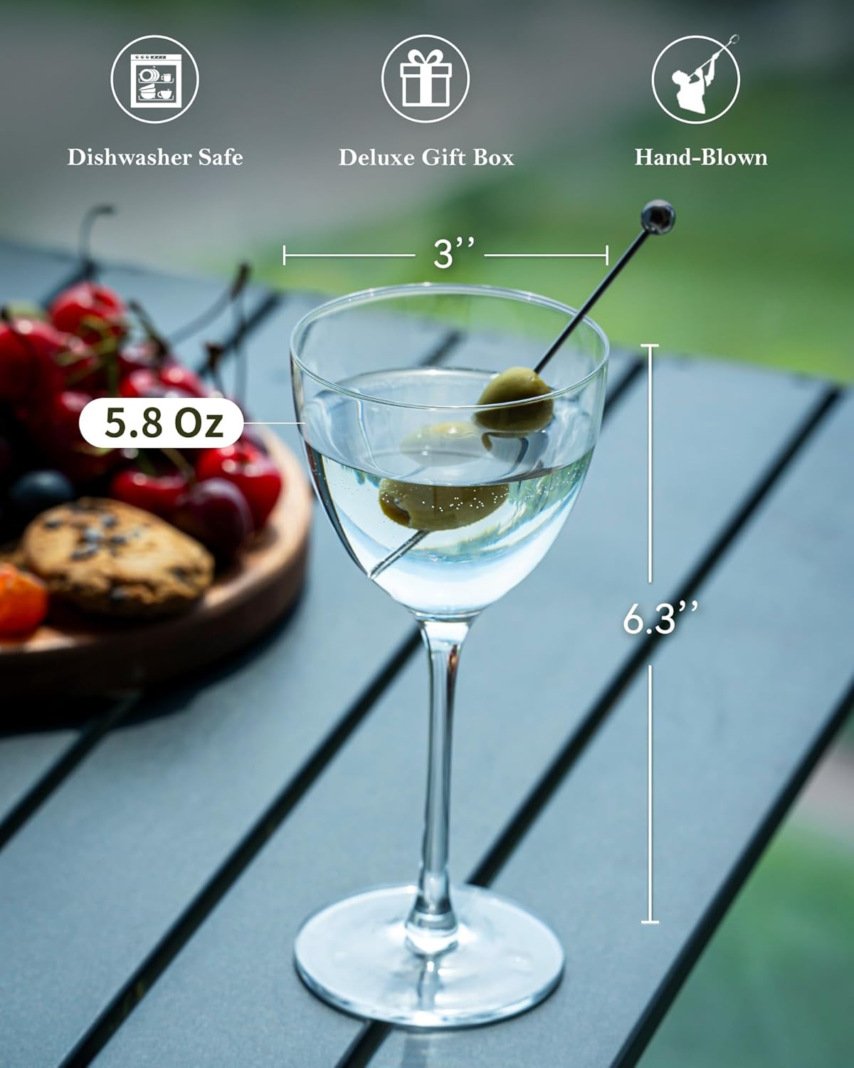 Nick and Nora Cocktail Glasses, 5.8Oz Hand Blown Martini Glasses Set of 2, 100% Lead-Free Crystal Coupe Glassware, Small Cocktail Glasses for Manhattan, Cosmopolitan, Espresso with Gift Box - Image 4