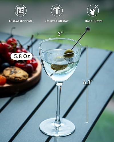 Miniatura 9 de Nick and Nora - Vasos de cóctel de 5.8 onzas, juego de 4 vasos de Martini soplados a mano, 100% sin plomo, vasos de cóctel pequeños para Manhattan,